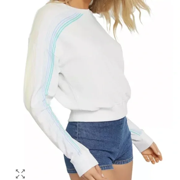 Spiritual Gangster Stripe Malibu Pullover Cropped Sweatshirt size Large - Picture 5 of 9